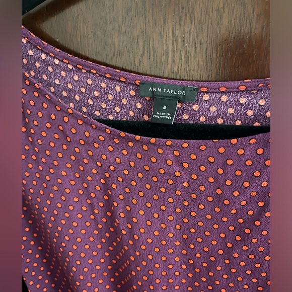 Ann Taylor Loft Dotted Flutter Smocked Peplum Top - Picture 4 of 4